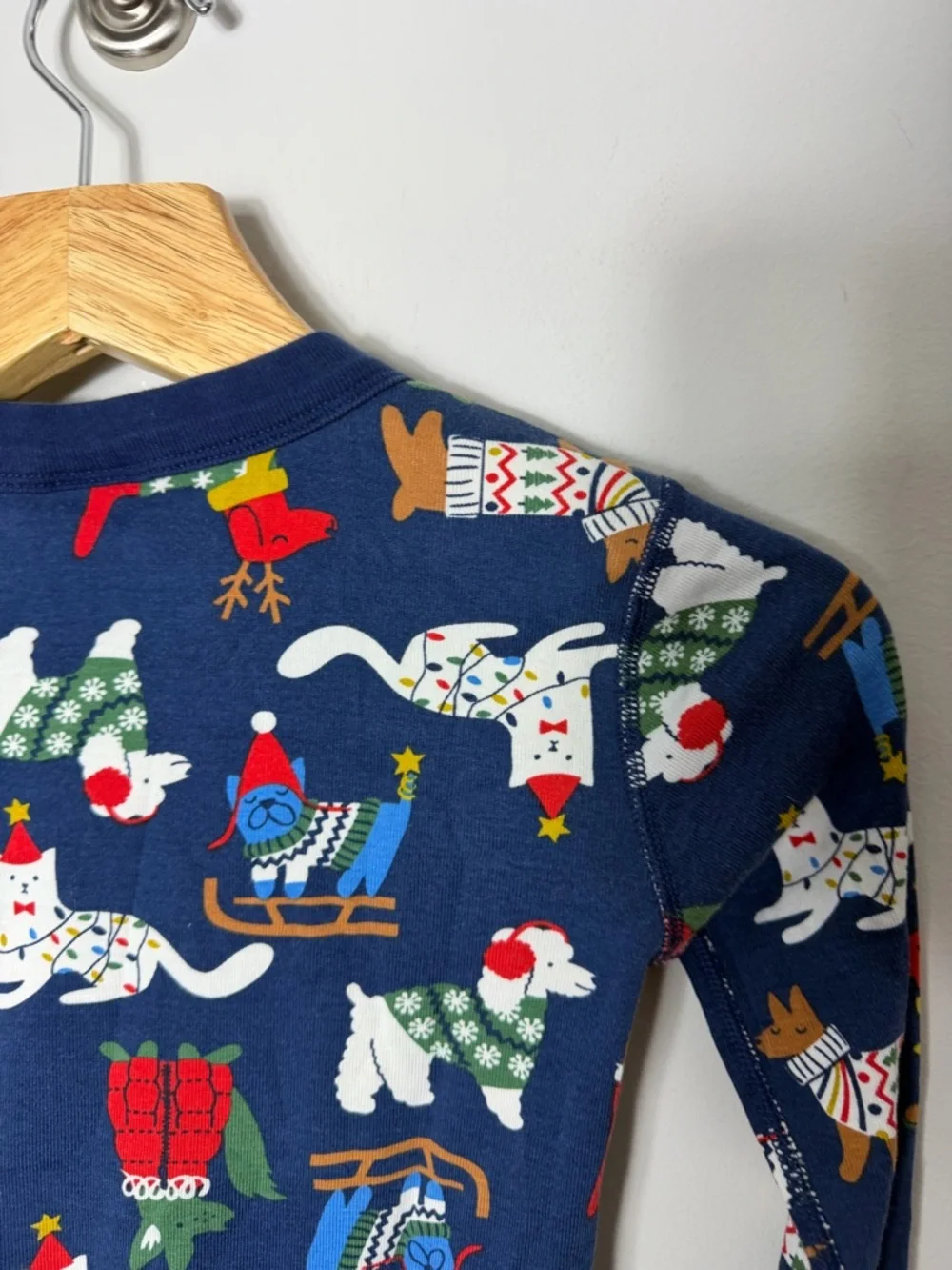 Hanna Andersson Long John’s Organic Cotton Pajamas Dogs Christmas Size 14 975